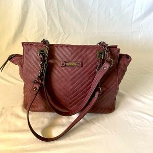 Jessica Simpson Quilted Burgundy Shoulder Bag Tote Purse